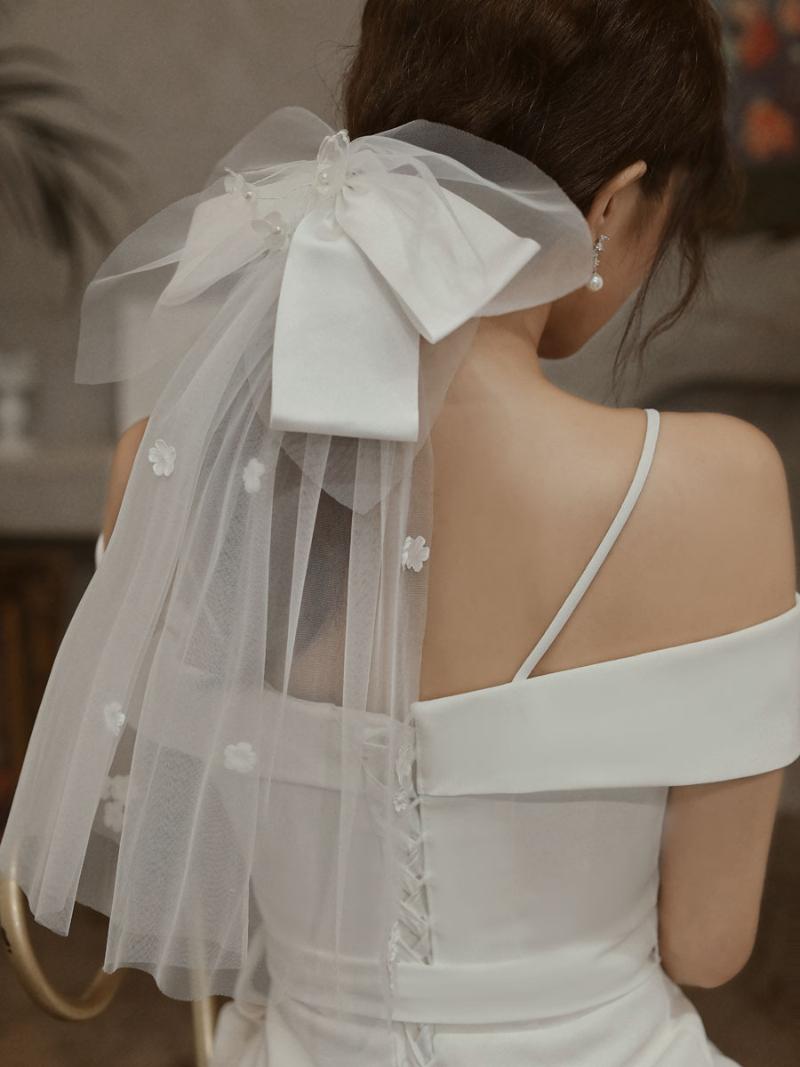 

Headpieces Veil Headdress Bridal Female Short Wedding Temperament Net Bow