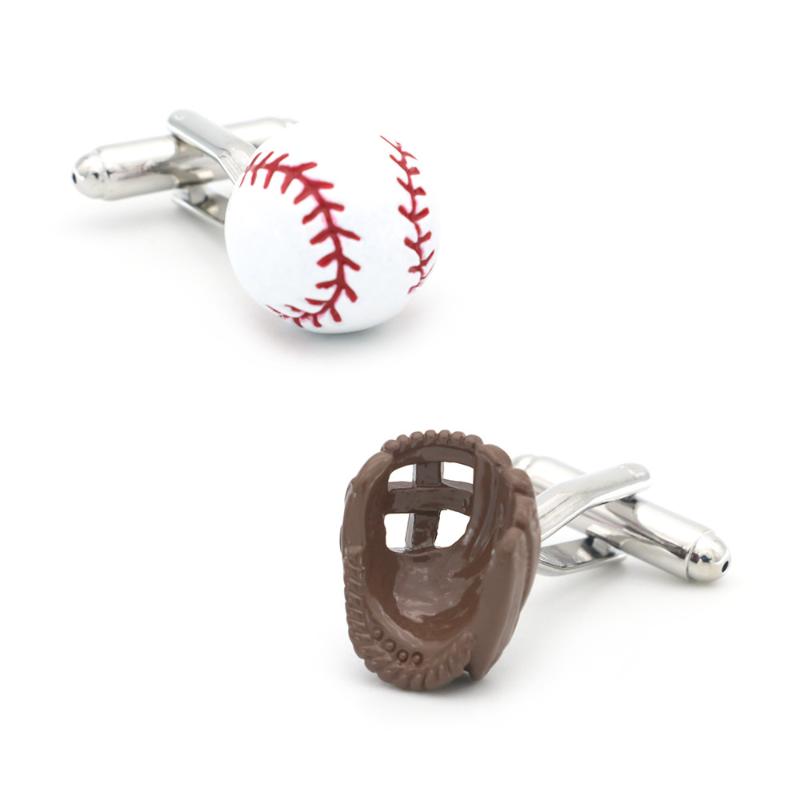 

Cuff Link And Tie Clip Sets Sports Series Baseball Gloves Cufflinks Fashion Casual Men's French Shirts Links Novelty Personality