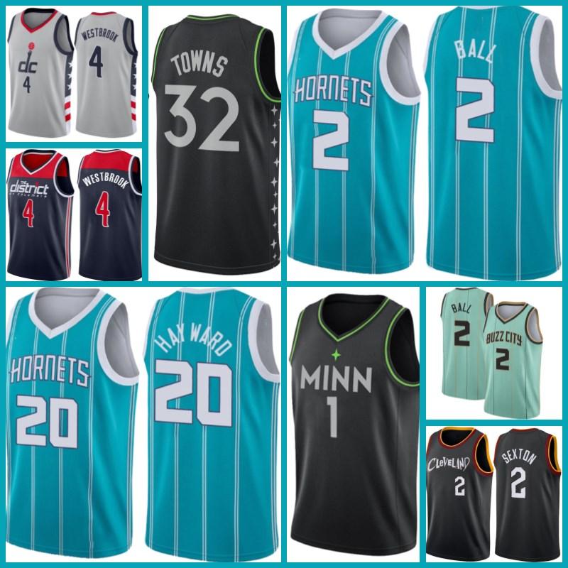 

Washington Wizards Jersey Russell 4 Westbrook Minnesota Timberwolves Jersey Anthony 1 Edwards Collin 2 Sexton Basketball asa, Black;red