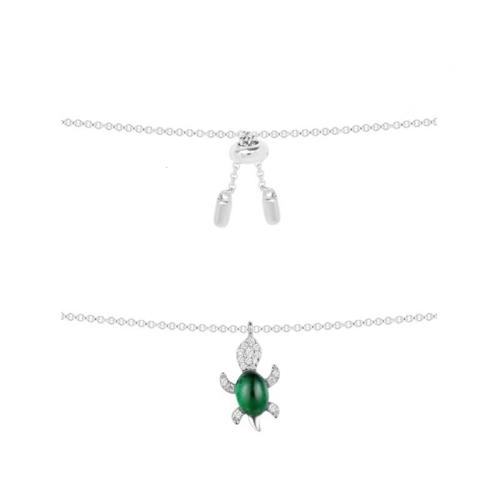 

Sterling Silver Fashion Animal Turtle Necklace & Pendants Emerald Colors Enamel Tortoise Multi Women Sea Jewelry Anime Christmas