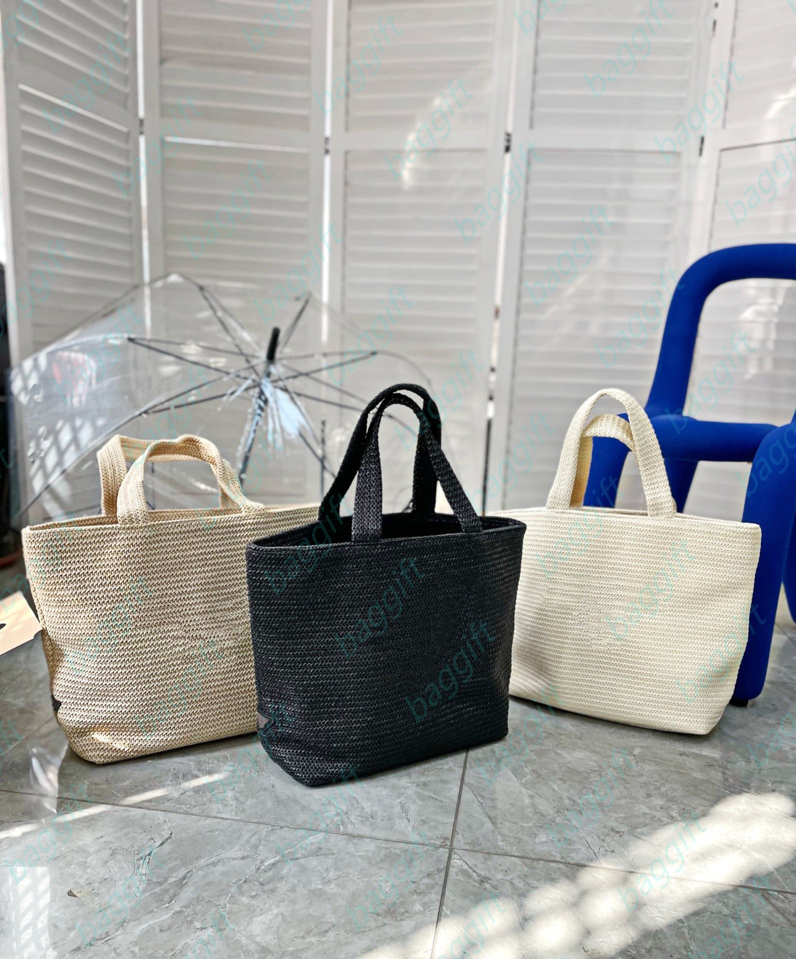 

Designer Sunshine RAFFIA Straw weaving Totes MILANO Bags PM Women handbag Italy Luxury Purse Shopper Luggage Black White Dark Casual Tote, No bag;for balance fees