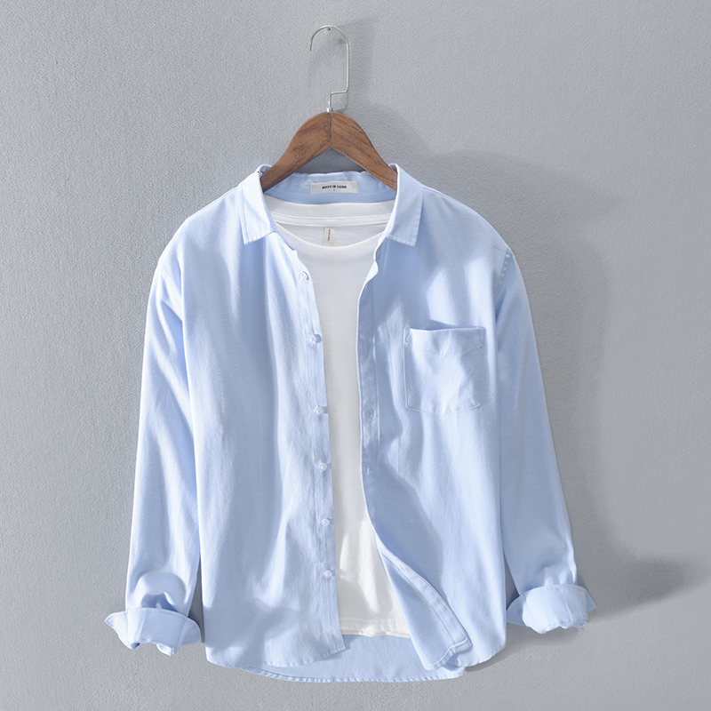 

2021 New Vero e Outono Oxford Algodo Dos Marca Camisas De Manga Longa Para Homens Casual Camisa Confortvel R9p3, Sky blue