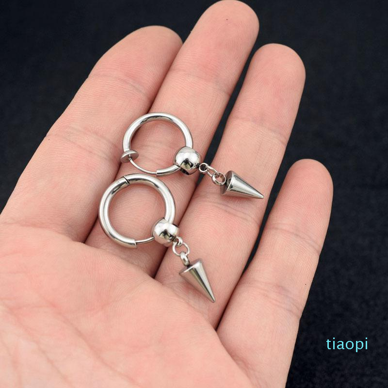 Hoop & Huggie Pendant Earring Bead Stainless Steel Earrings For Women Men Hip Hop Jewelry Punk Accessories Couple Gift Pendientes-image-747193996