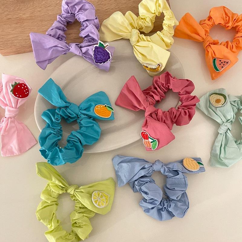 

Hair Accessories Summer Girl Heart Fruit Rope Sweet Candy-colored Bow Tie Ponytail Ring Yulanmalina Dot