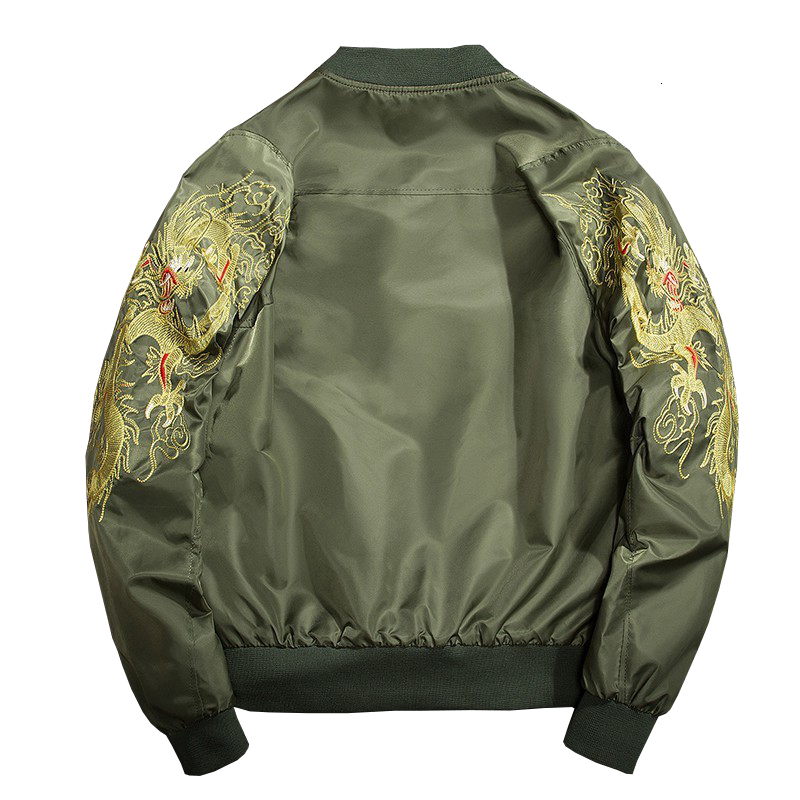 

2021 New Army Arrival Without Casual Embroidery Bomber Man's Jacket Spring and Autumn Embroidered Dragon Baseball Suit Clothing Brand Nsrs, Black