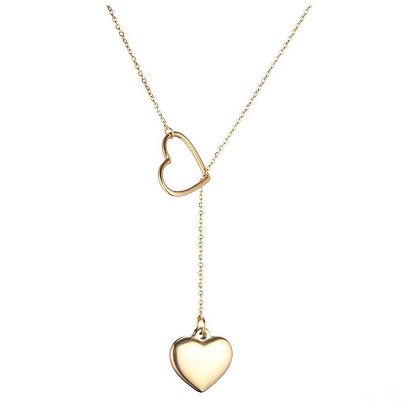 

Fashion Love Heart Double Sliding Design Stainless Steel Pendants Necklaces For Women Valentine's Day 2021 Female Jewelry Gift