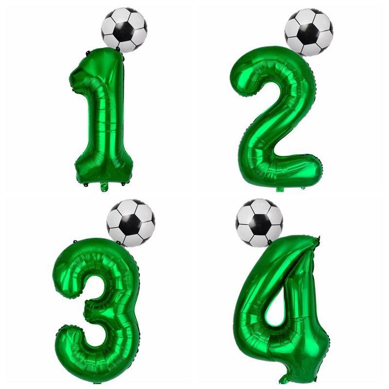 

1set Foil Globos Football Balloons Birthday Party Decorations Kids Boy World Cup 32inch Number Ball Soccer Party Supplies