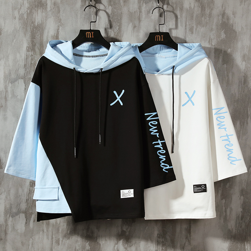 

2021 New Half a Sweatshirt with Casual Male Hoodie Lace Up to Big Hoodies x Printing Ce6l, Black