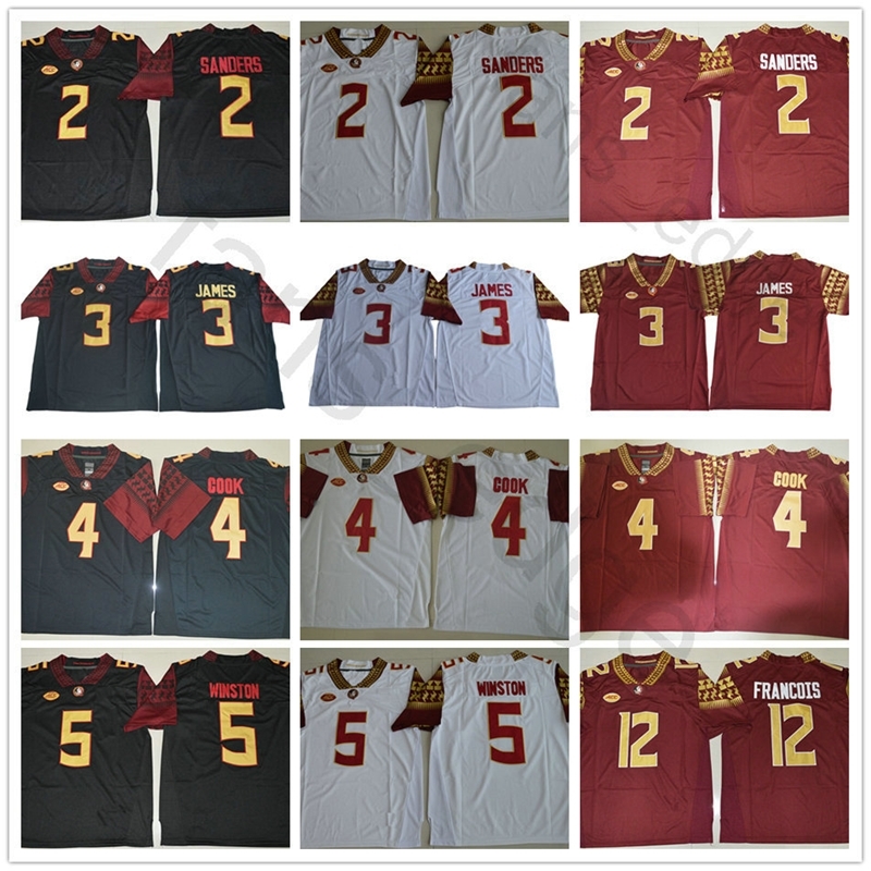 

Florida State Seminole 3 Derwin James 12 Deondre Francois 4 Dalvin Cook Jameis Winston Deion Sanders Red Black White College Football Jersey