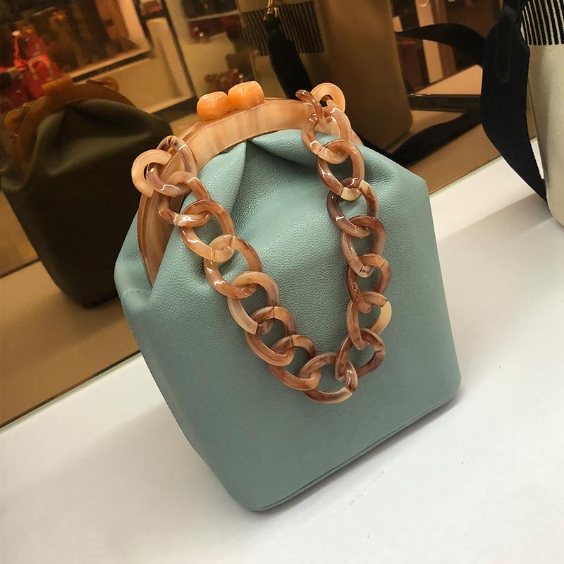 

Evening Bags 2021 Fashion Acrylic Clip Versatile Bucket Thick Chain Shoulder Bag Korea Handbag For Women