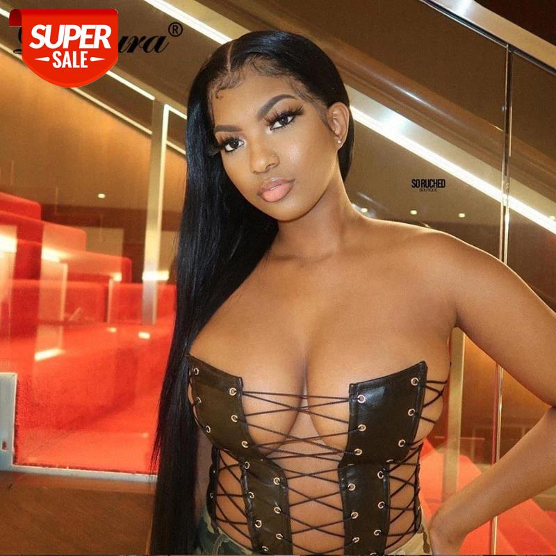 

Dulzura Pu Leather Women Patchwork Crop Top Tube Tanks Lace Up Cross Hollow Out Bodycon Sexy Club 2021 Spring Summer #zj3V, White