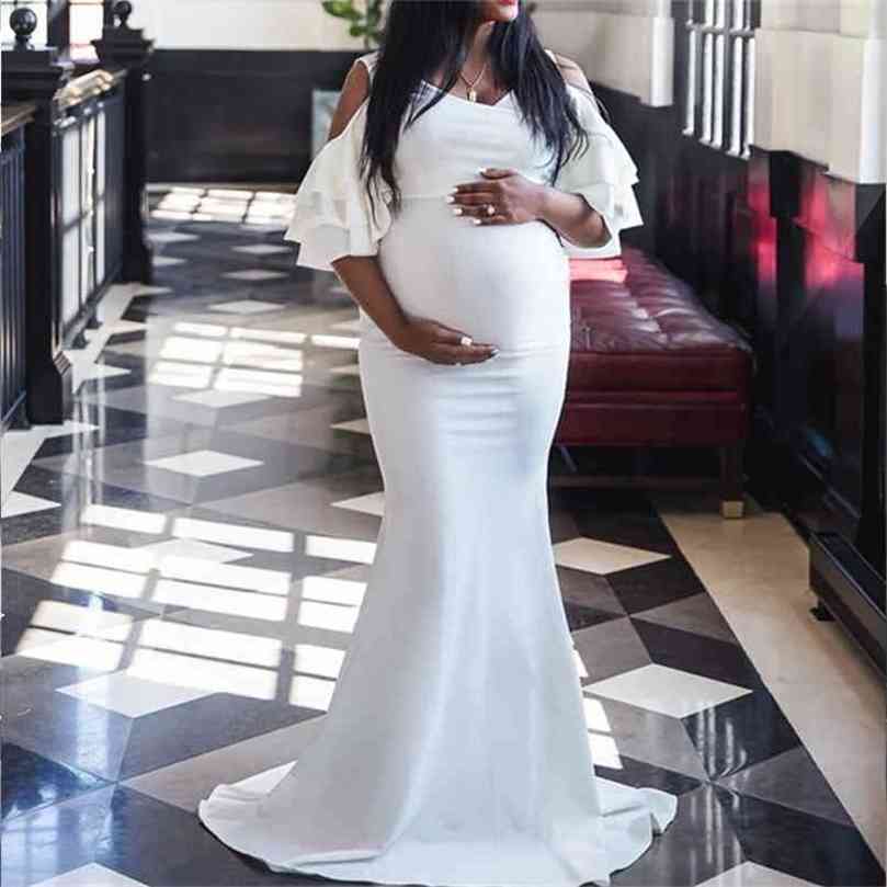 Maternity Dresses For Po Shoot Long Maxi Gown Evening Pregnancy Pography Props Pregnant Women Baby Shower 210922 M260226-image-1095550530