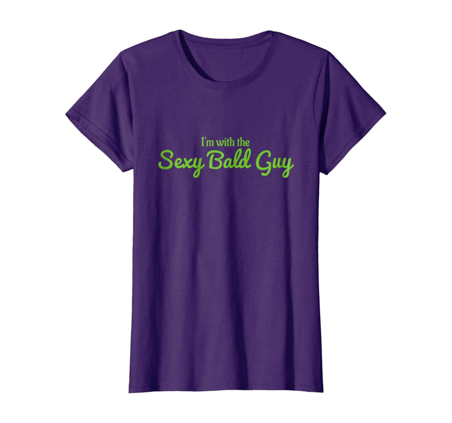

Womens I'm with the Sexy Bald Guy Womens Tshirt, White;black