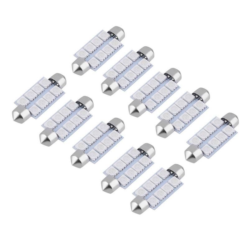 

Car Headlights 2021 10pcs 42MM Interior LED Light SMD Auto Super Bright Doom Lamp Automobiles Accessories