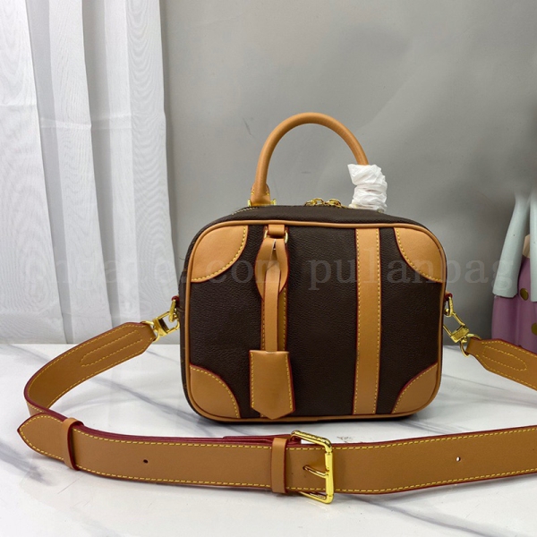 

Fashion women's Luggage Mini Bag handbag purse Versatile messenger crossbody shoulder bags lady high-quality travel handbags Totes, Brown flower