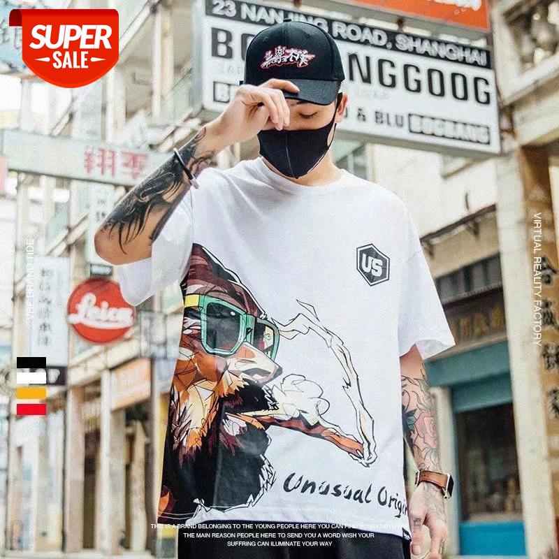 

2020 New Short-sleeved Men's T-shirt Loose Five-point Sleeve Summer Korean Style Student Couple Half Sleeve Ins Style Shirts #j18V, White;black