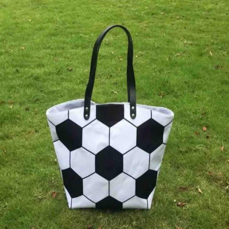 

20 Soccer Sports Totes White White Bags Baseball Mom Cotton Handbags Gifts Girl Stitching Canvas Volleyball Sports Bags New Fashion Des Wfll, Red;black