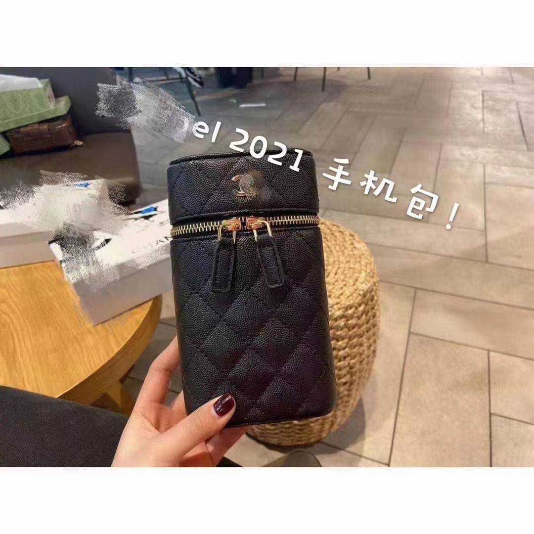 

2021 new caviar mobile phone with one shoulder cross carry small fragrant girl bag and gift box