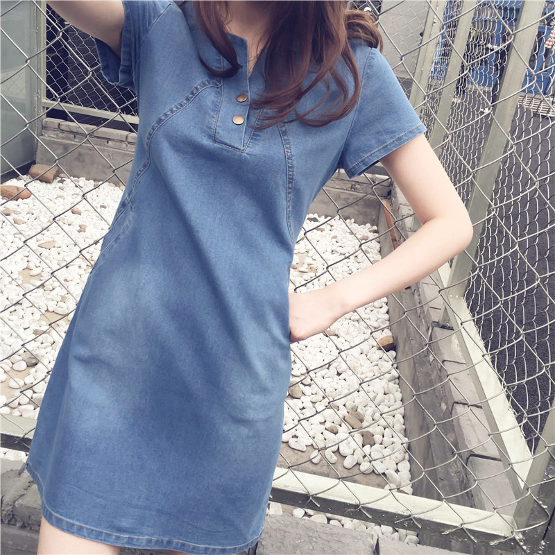 

2021 New Casual Women' Summer Sun a Line Elegant Knee Length Denim Female Clothes Midi Women with Pocket 23nq, 02