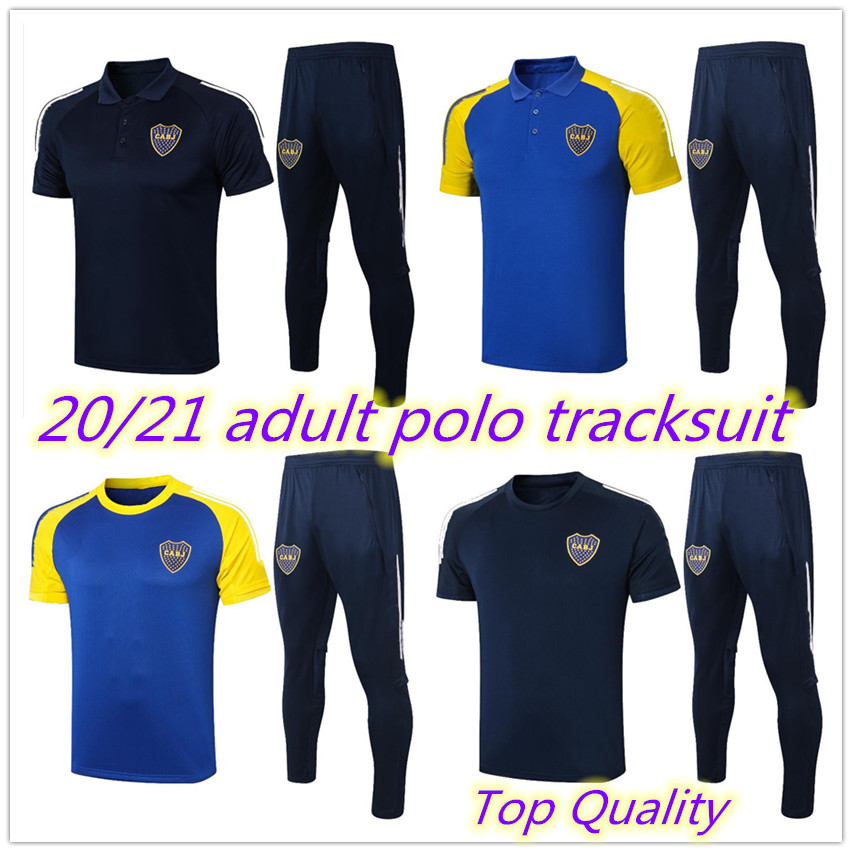 

2020 2021 boca Short sleeve polo shirt tracksuit long pants soccer jerseys training suit Survetement 20 21 football boca adult tracksuit, White