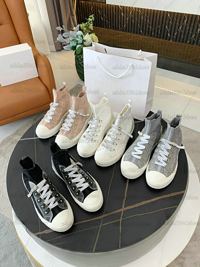 

Walk N Deep Blue Oblique Technical Mesh Nude Knit Women Designer Shoe Italy Brand Rubber sole Walk 'N' High-Top calfskin Sneakers