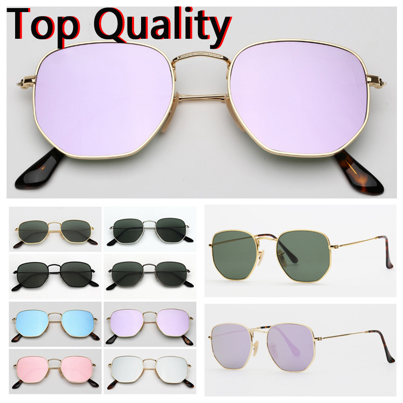 hexagonal womens sunglasses fashion mens sunglass vintage sun glasses flat uv protection glass lenses for men women