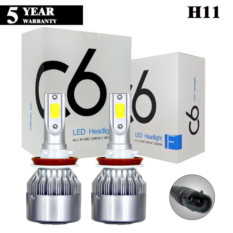 

Car Headlights 2Pcs/Set C6 H8/H9/H11 Hight Low Lamp Fog Bulb 36W 8000LM COB LED Headlight Lamps Conversion 6500K White Bulbs Beam