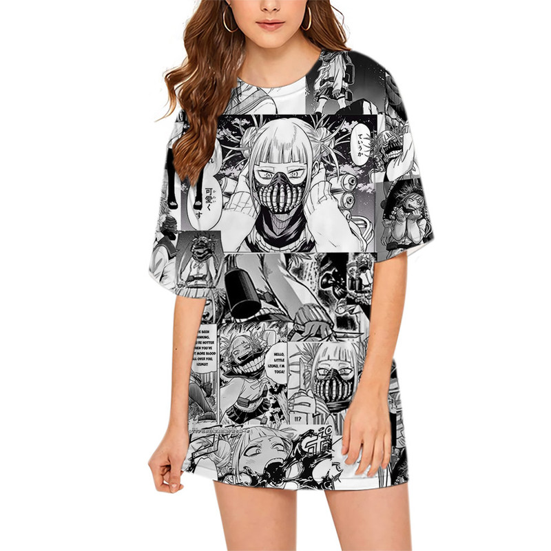 

CLOOCL My Hero Academia Himiko Toga Women Tee Printed Tops Lady Clothes Loose Short Sleeve Harajuku Teens Leisure Outfits, #4