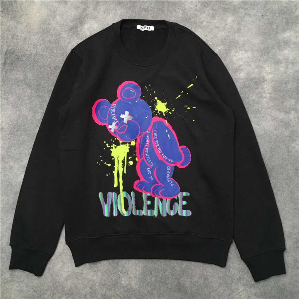 

Fashion Designer Luxury Men No Violence Angels Bear Hoodies Hoody Hooded Sweatshirts Flowers Cato Drake Fat Fleece Street Hip Hop Palm, Black