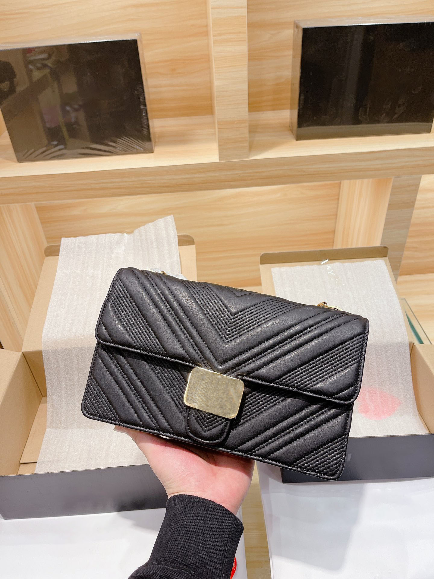 

New shoulder bags Women handbag Crossbody bag brands designer handbags high quality flower printing bag size:27 16cm, Black