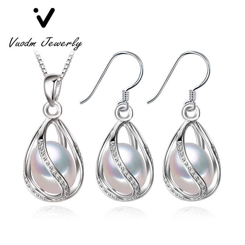 

Dangle & Chandelier 925 Sterling Silver Jewelry Natural Pearl Pendant Women's Cage Earrings