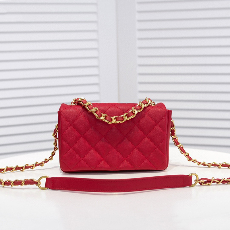 

Luxurys Designers Bags Channel Women Bags Handbags919 Fashion Chain shoulder bag Diamond Lattice Handbag Grained Calfskin & Gold -Red