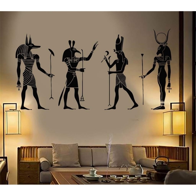 

Big Wall Decoration Egypt Egyptian Gods Room Sticker Vinyl Art Removable Poster Modern Ornament Anubis Ra Seth Apis Mural D547 210308