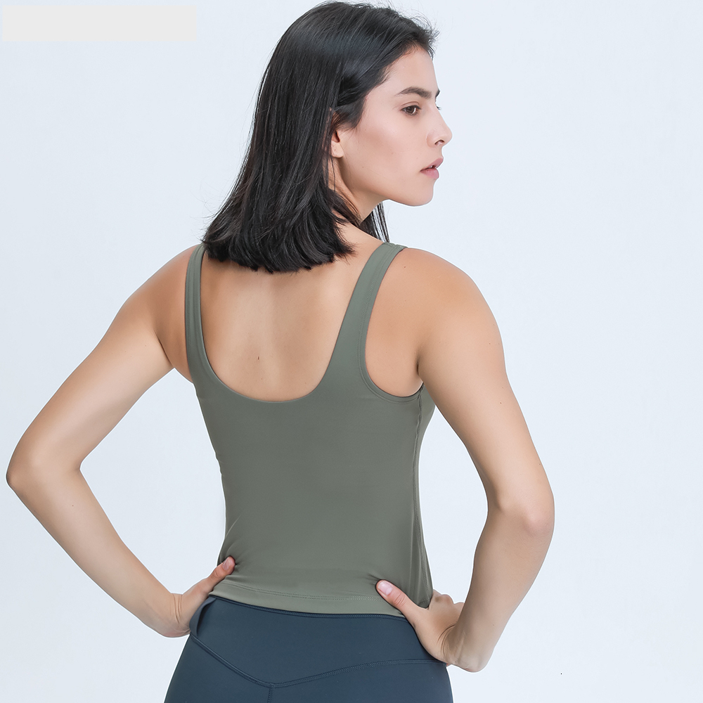 

2021 Sexy with Cleavage v Yoga Female Vest Training Naked Feel Buttered Soft Padded Gym Fitness Sports Bra Regatta 5r3v, Army green.