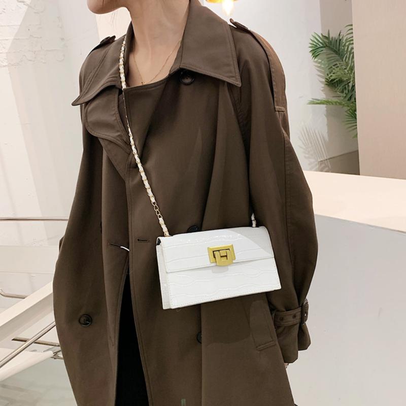 

PU Leather Crossbody Bags Simple Solid Color Summer Lady Stone Print Female Simple Totes for Women 2021 Trend