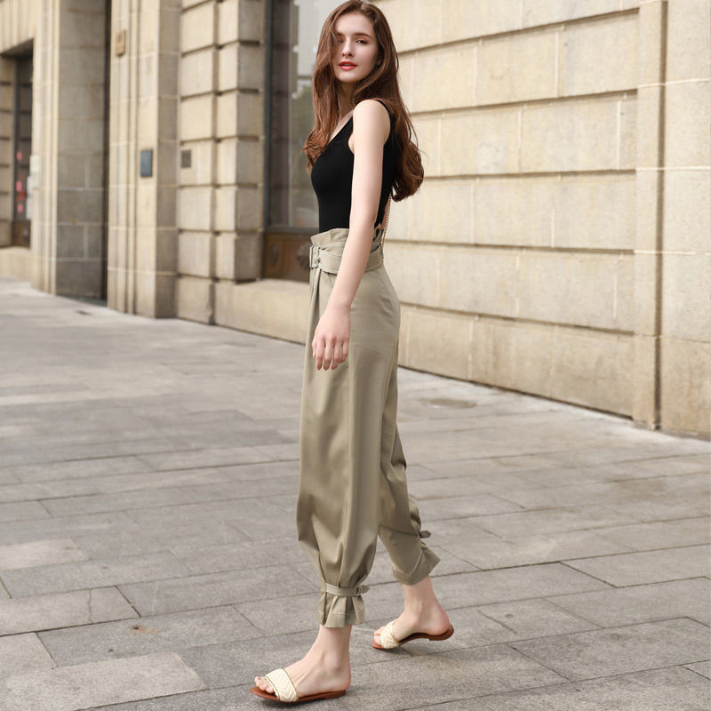 

2021 New Harem Breeches Summer Loosely Drape Casual Harlan Baggy Women' Trousers High Ankles Khaki Pants Black Cargo 4qwi