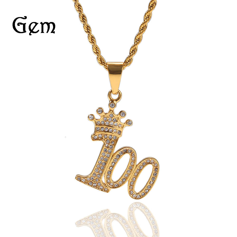 

Hip hop creative diamond crown 100 Point Pendant Necklace men's stainless steel necklace accessories