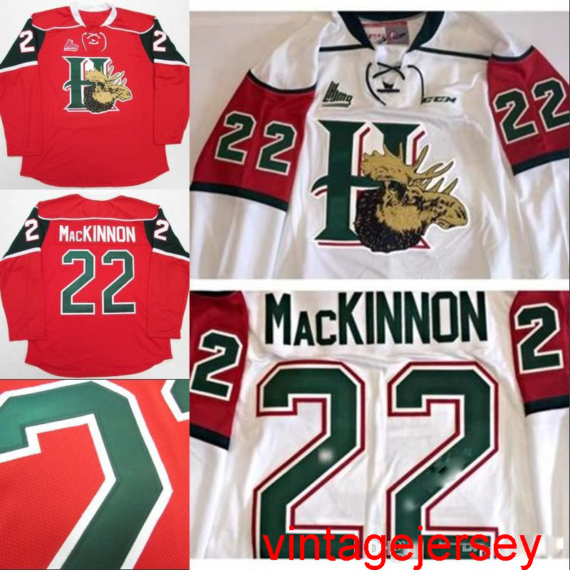 

Halifax Mooseheads #22 NATHAN MacKINNON Hockey Jersey Customize white red 100% Stitched Embroidery Hockey Jerseys, Black