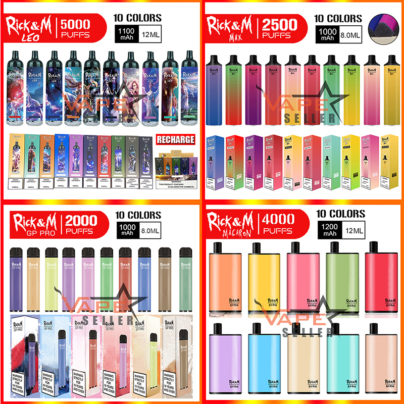 

Authentic RandM Leo Macaron Max GP Pro Disposable Vape Pen E Cigarette 5000 4000 2500 2000 1600 Puffs Rechargeable RickM Esco Bars Gunnpod Crave Vapes Kit