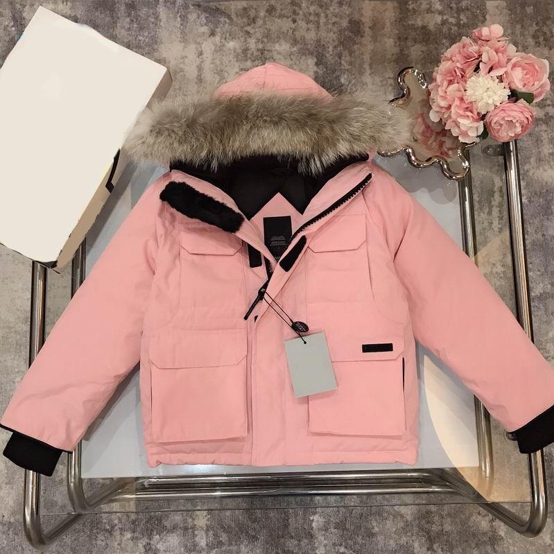 

New Designer Kids Toddler Canada Down Coat Clothes Children Boy Girl Hooded Goose Red Black Blue Beige Pink Winter Outdoor Warm Jacket Clothing, Look other product