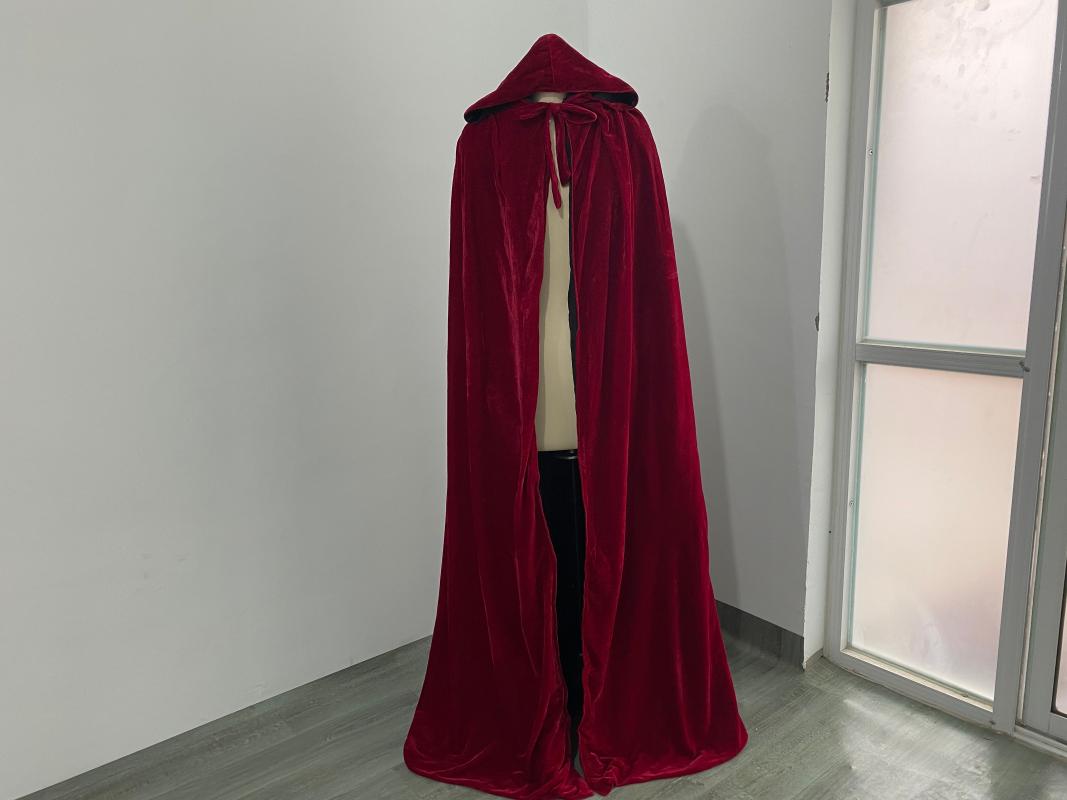 

Wraps & Jackets Wedding Velvet Cloak Halloween Long Outdoor Bridal Hooded, Black