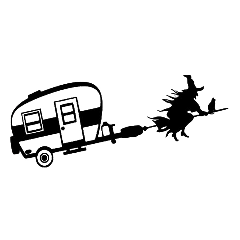 

17*7.2cm WITCH CAMPER Vinyl Sticker Decal Funny Car Window Bumper Novelty JDM Drift Vinyl Decal Sticker, Color