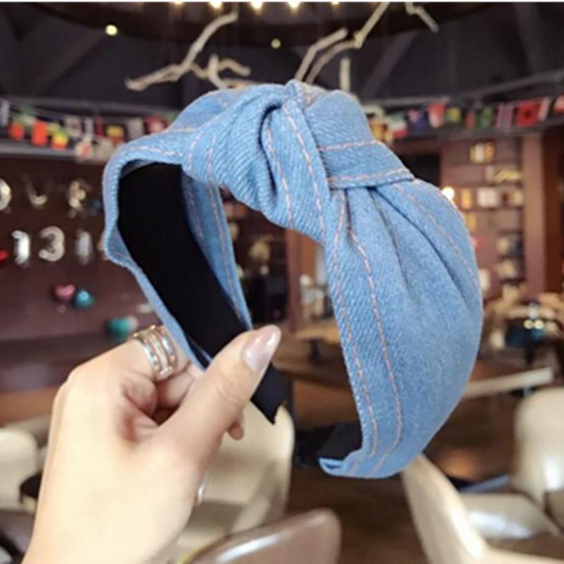 

Wide Denim Knotted Headband for Adults Girls Hair Accessories High Quality Handmade Hairband Women Head Band Face Wash Hair Hoop