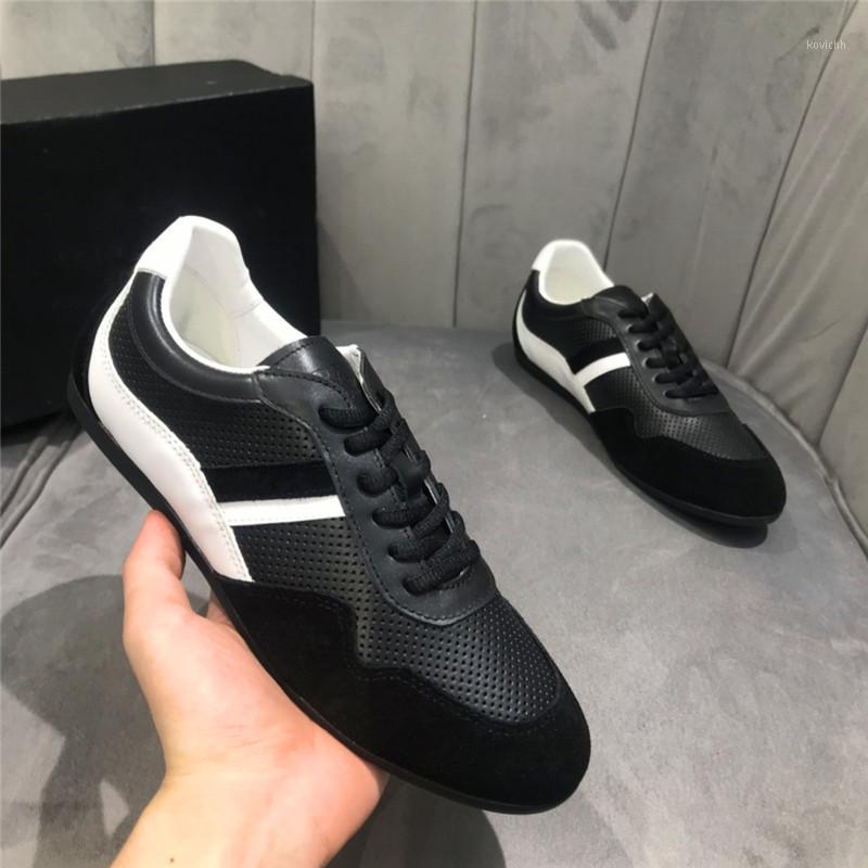 

Spring And Autumn Men's Flat-heeled Shoes With Cross Straps Color Matching Hollow Single Fashion Casual Dress, White