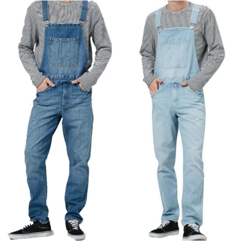 

Men's Jeans Men Straight Leg Denim Overall Jumpsuit Pants Casual Blue Jean Playsuit Trousers Ip Hop Cargo Bib Cowboy Male