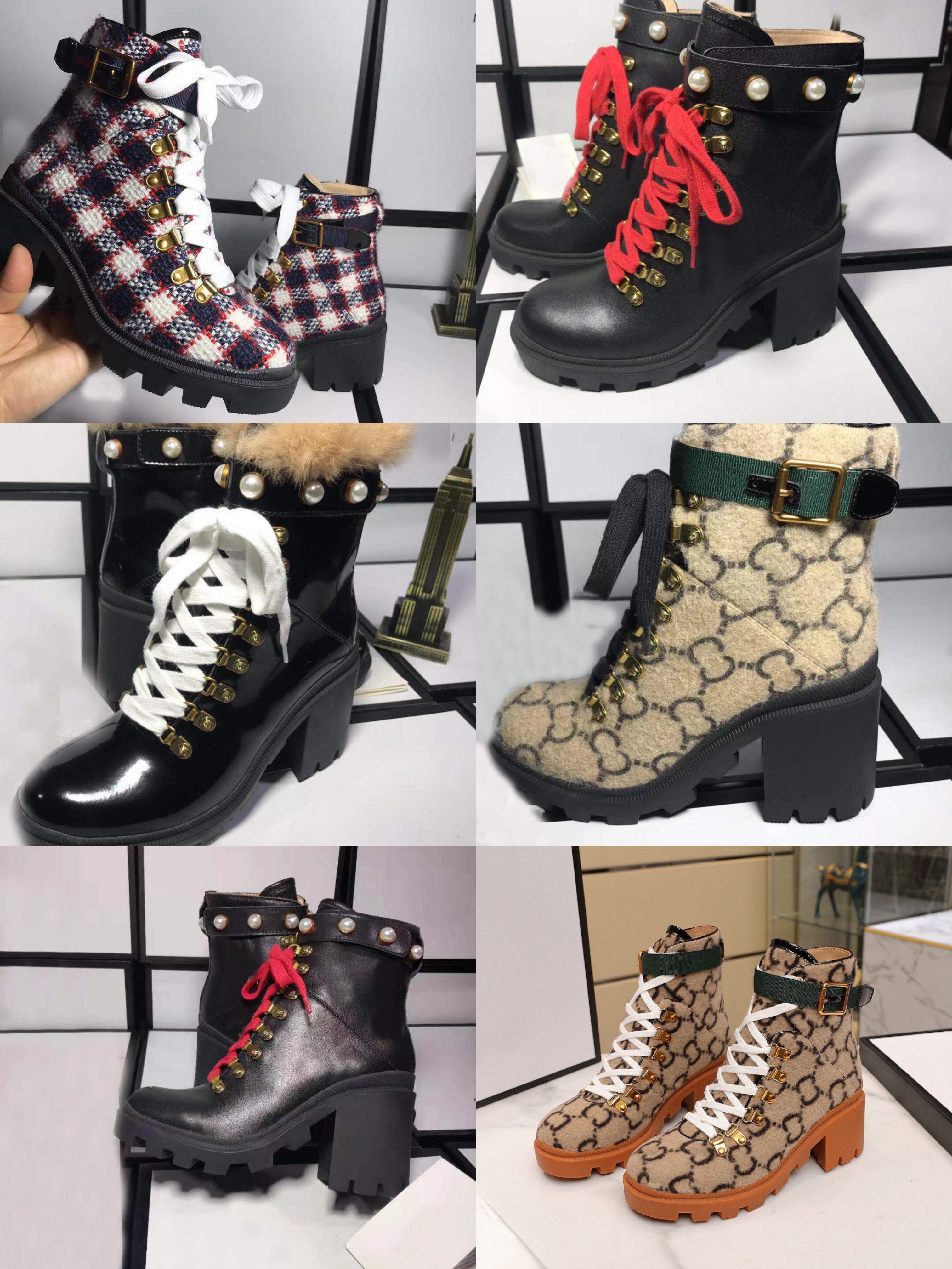 

High heeled Martin boots Autumn winter Coarse heel designer women shoes Suede Desert Boot 100% real leather letter Lace up Fashion lady Heels Large size 35-41-42 Us4-us11