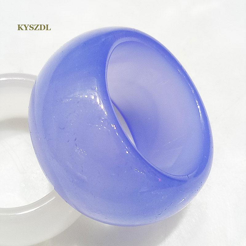 

Cluster Rings KYSZDL Natural Species Blue Chalcedony Ring Men Fashion Stone Jewelry Birthday Gift, Golden;silver