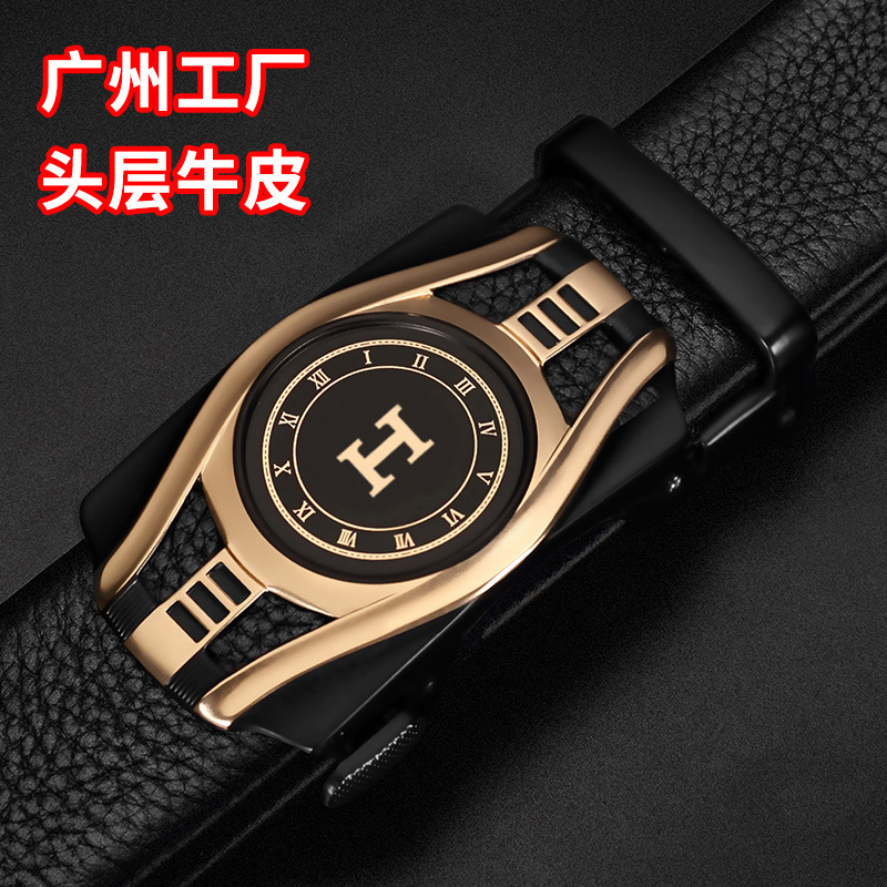 

Men's with Top and Business Leather Belt, Black