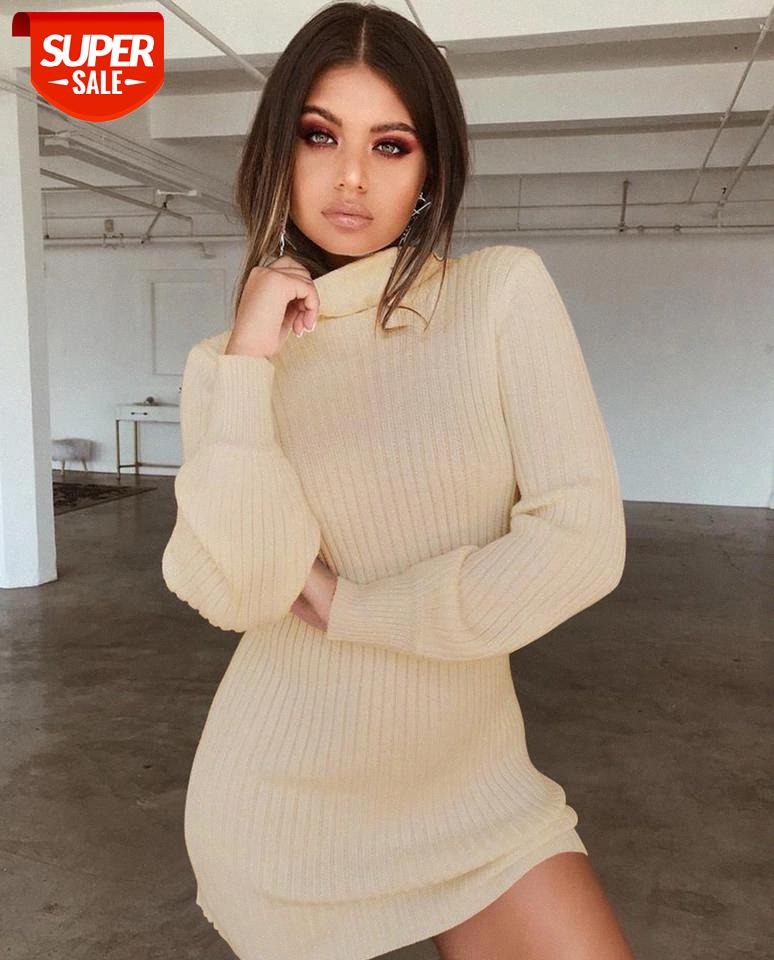 

Sweater Dress Women Casual Long Sleeve Casual turtle neck striped Soild Autumn Natual Waist Mixture Wool Dress #Fe6G, Black;gray