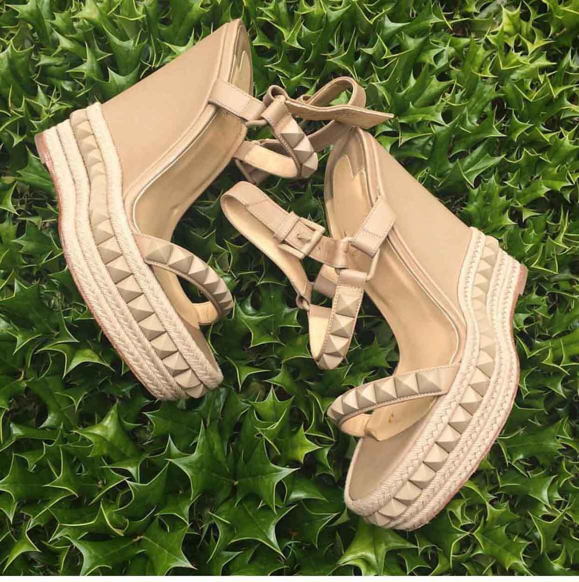 

Super high wedge Heelies red-soles Summer Woman Red Bottom Sandals Wedges Cataclou Studs Espadrilles Lady Highs Heels Gladiator Sandal Weddi, Black
